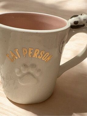 Sheffield Home Cat Person Mug with Pink Interior and Gold Lettering